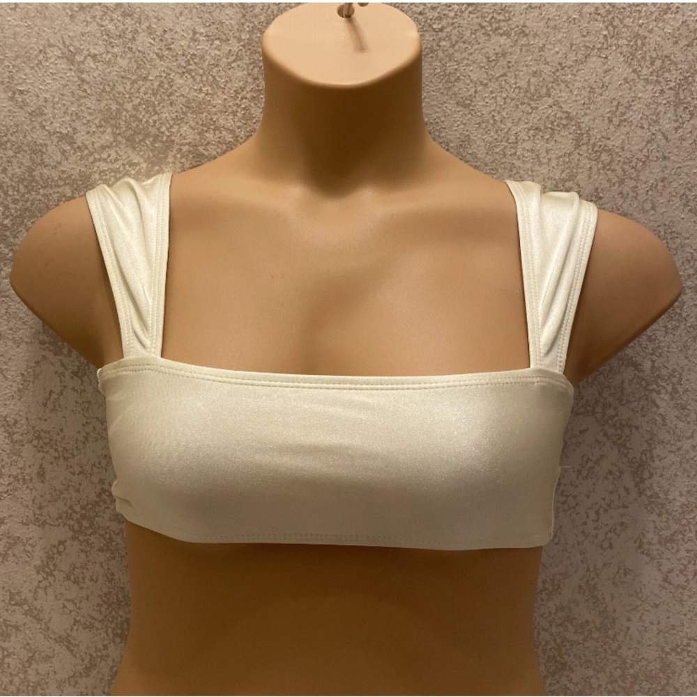 Chic Wide Strap Ivory Shimmer Bikini Top